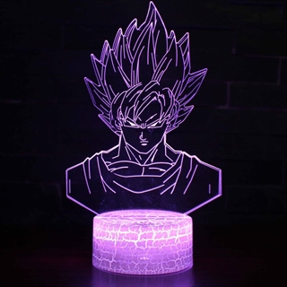 Anime Goku SSJ 3D lampe med 16 lysfarver og fjernbetjening - Dæmpbar
